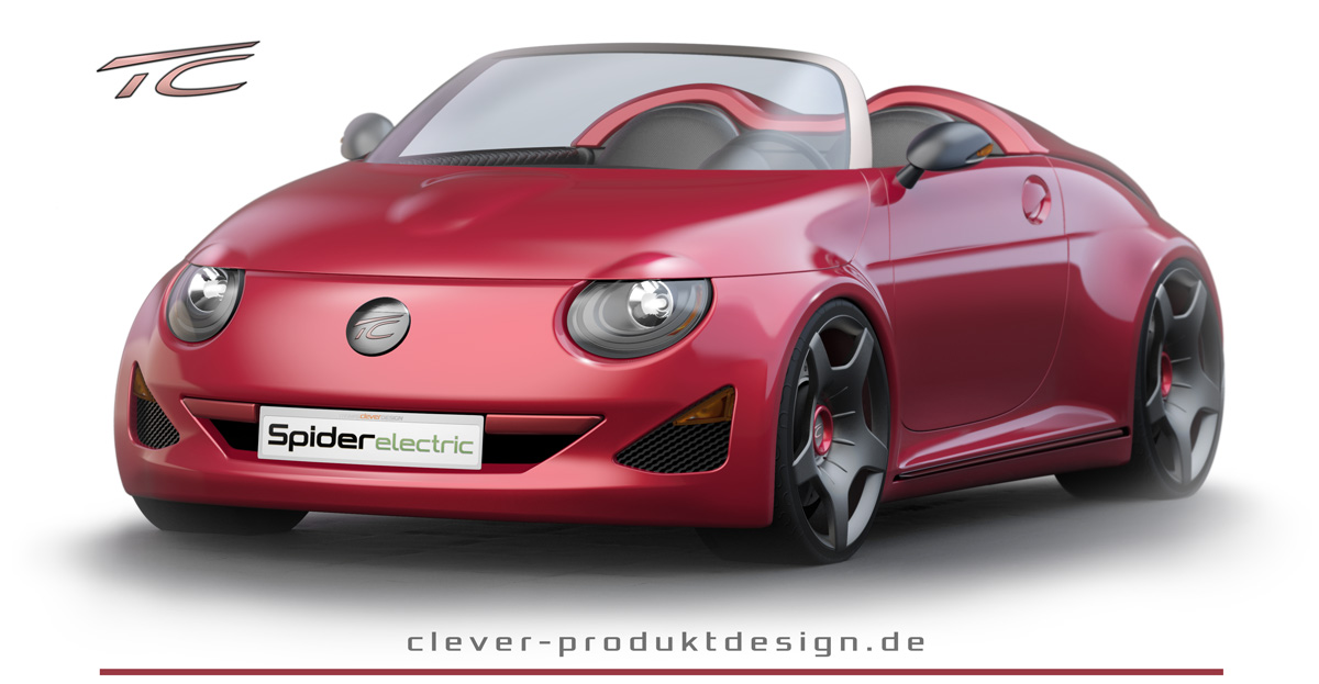 Real-time rendering Elektro Roadster Beispiel mit Keyshot von dem Automobil Designer Thomas Clever aus Kierspe