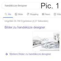 Screenshot shows a Google search result. From 26,700 results is a picture from the Thomas Clever website on place two. Search Engine Optimized website from the Automotive Designer Thomas Clever. Bachelor of Science in Transportation Design awarded with honors. Art Center College of Design / Europe